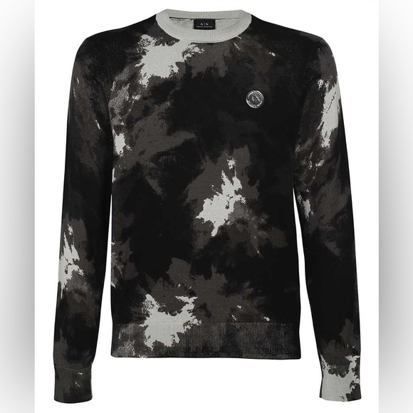 Armani Exchange crew neck black grey sweatshirt style:6KZM1R ZMX8Z COLOUR:2208 - Picture 2 of 5